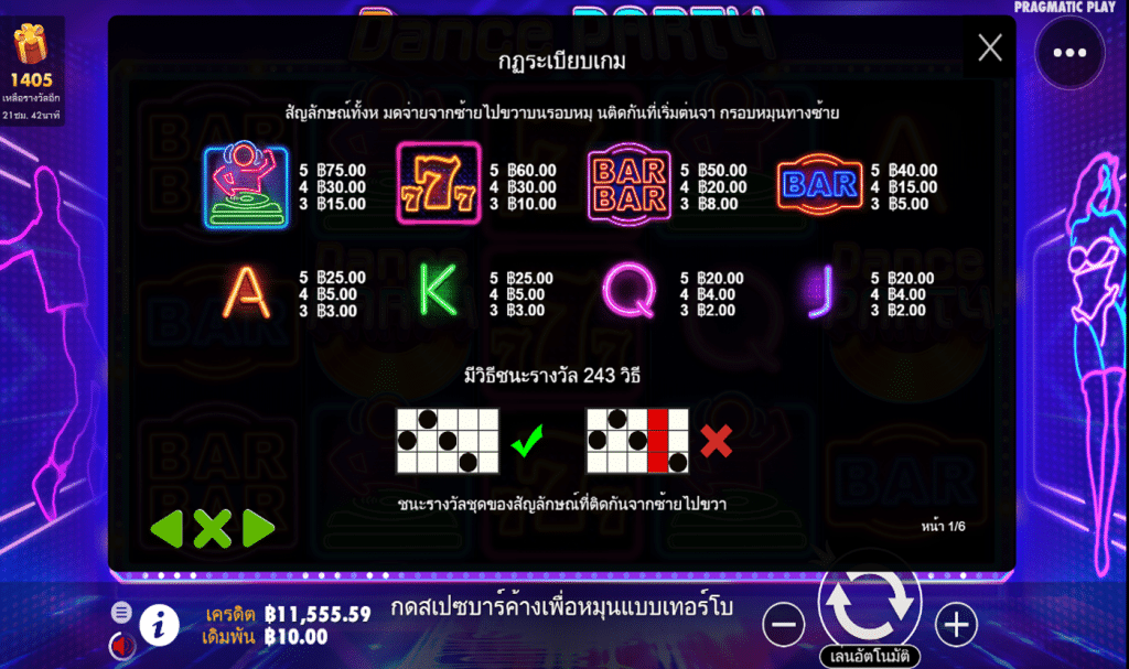 ตารางรางวัล เกมDANCE PARTY ค่ายPP