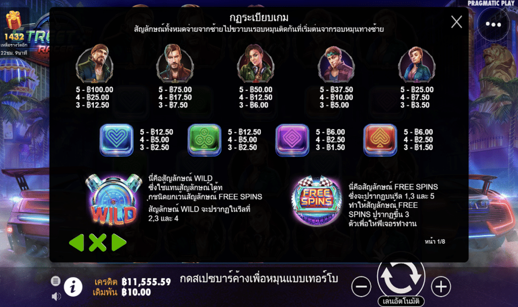 ตารางรางวัล เกมSTREET RACER ค่ายPP