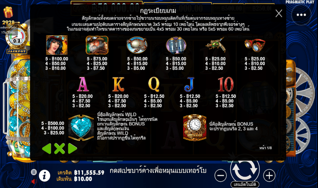 ตารางรางวัล เกมAMAZING MONEY MACHINE ค่ายPP