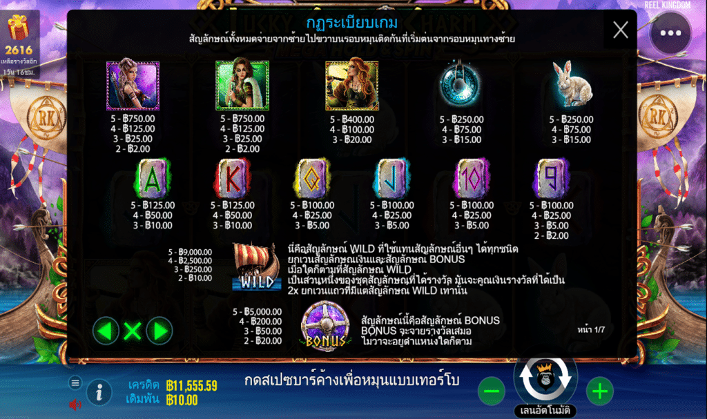 ตารางรางวัล เกมLUCKY GRACE AND CHARM ค่ายPP