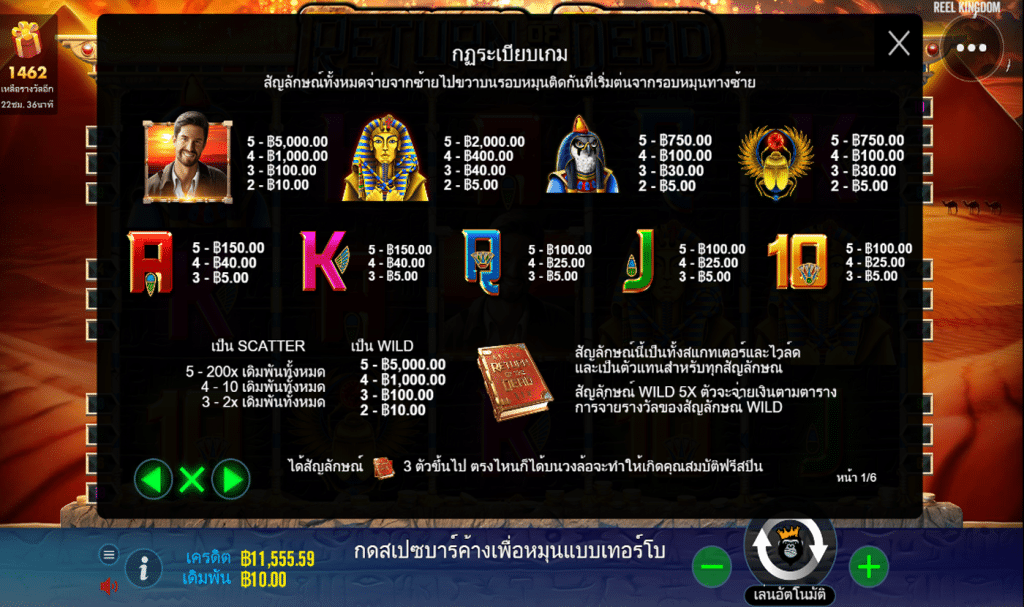 ตารางรางวัล เกมRETURN OF THE DEAD ค่ายPP