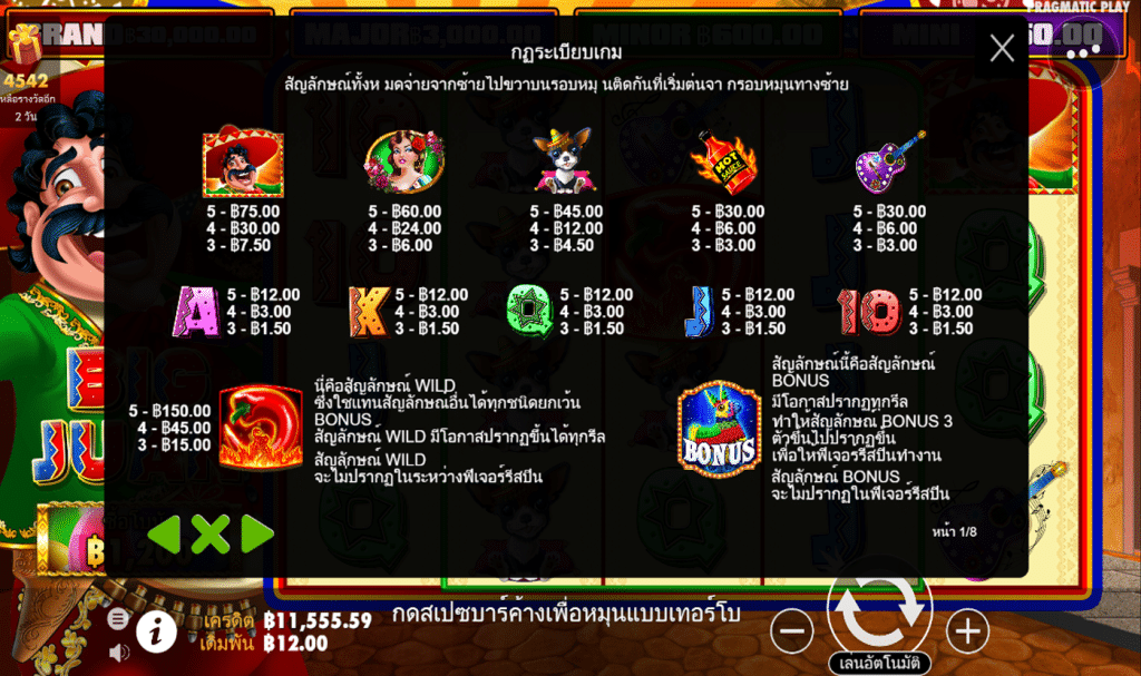 ตารางรางวัล เกมBIG GUAN ค่ายPP