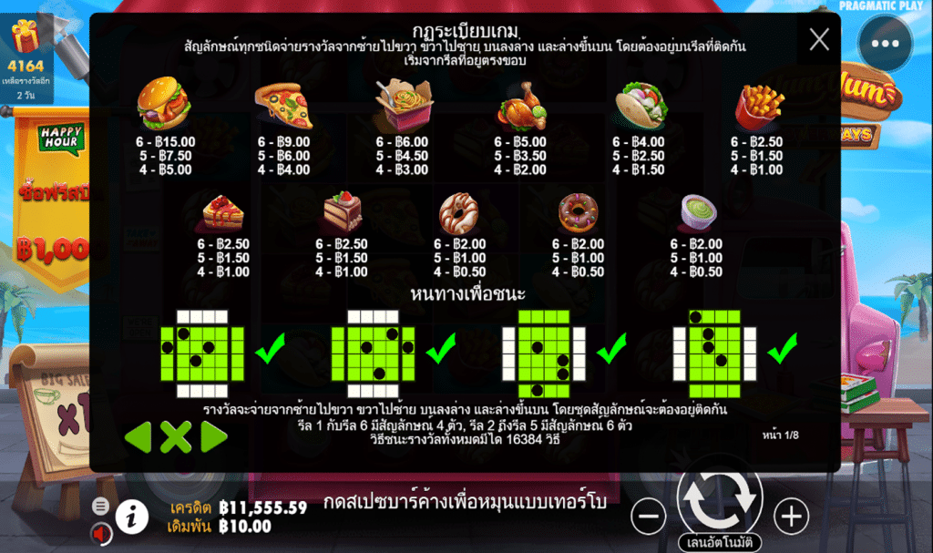 ตารางรางวัล เกมYUM YUM POWERWAYS ค่ายPP