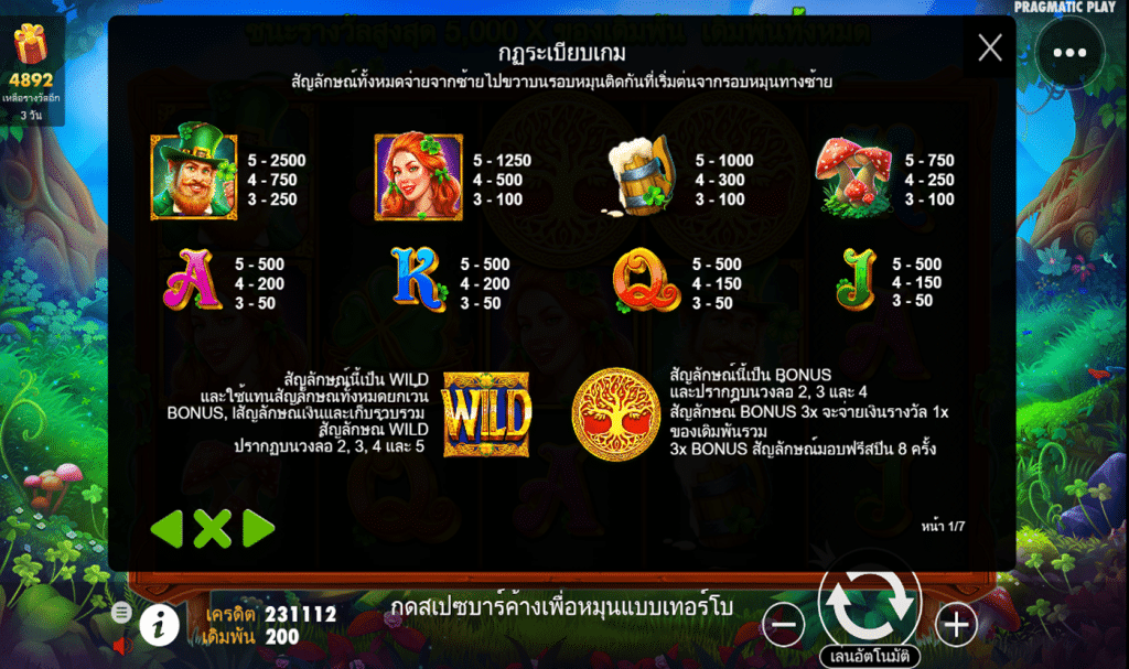 ตารางรางวัล เกมCLOVER GOLD ค่ายPP