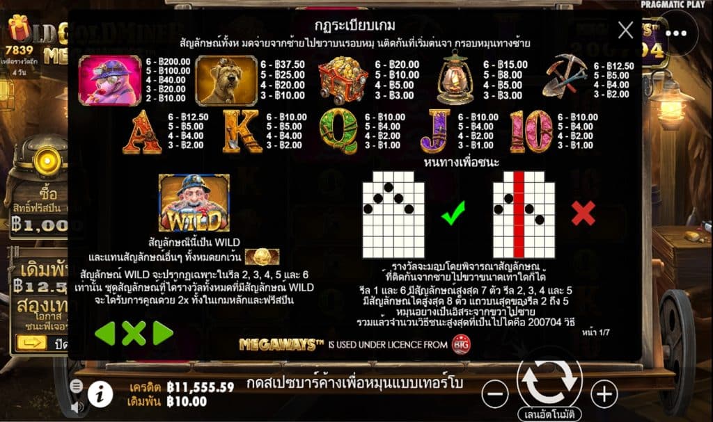 ตารางรางวัล เกมOLD GOLD MINER MEGAWAYS ค่ายPP