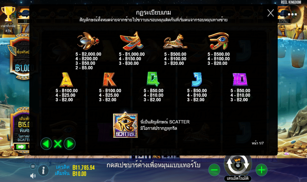 ตารางรางวัล เกม FISH EYE ค่ายPP