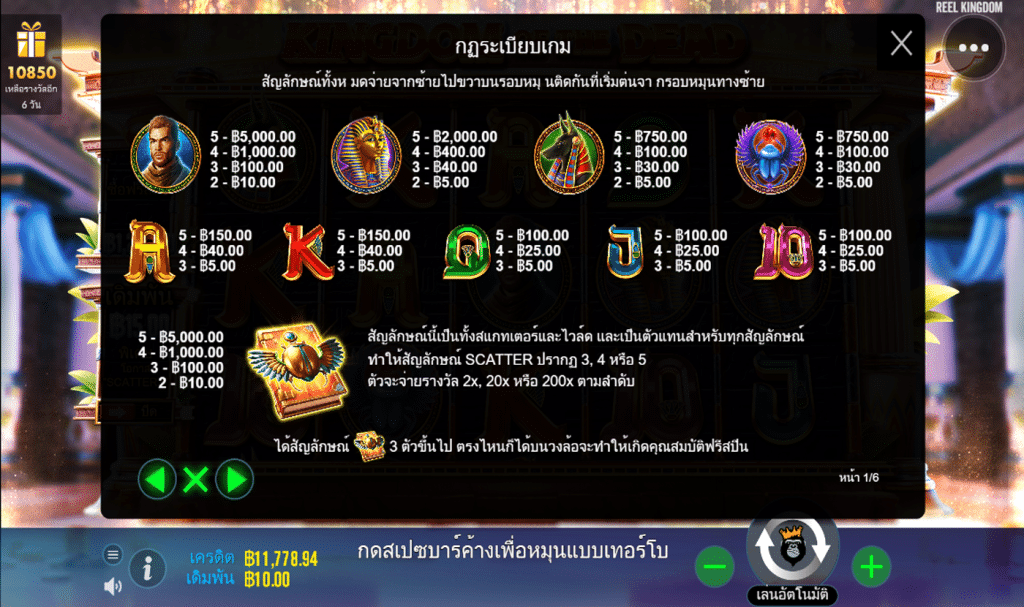 ตารางรางวัล เกมKINGDOM OF THE DEAD ค่ายPP