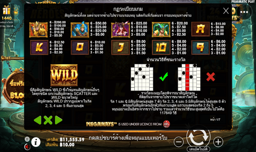 ตารางรางวัล เกมLEGEND OF HEROES ค่ายPP