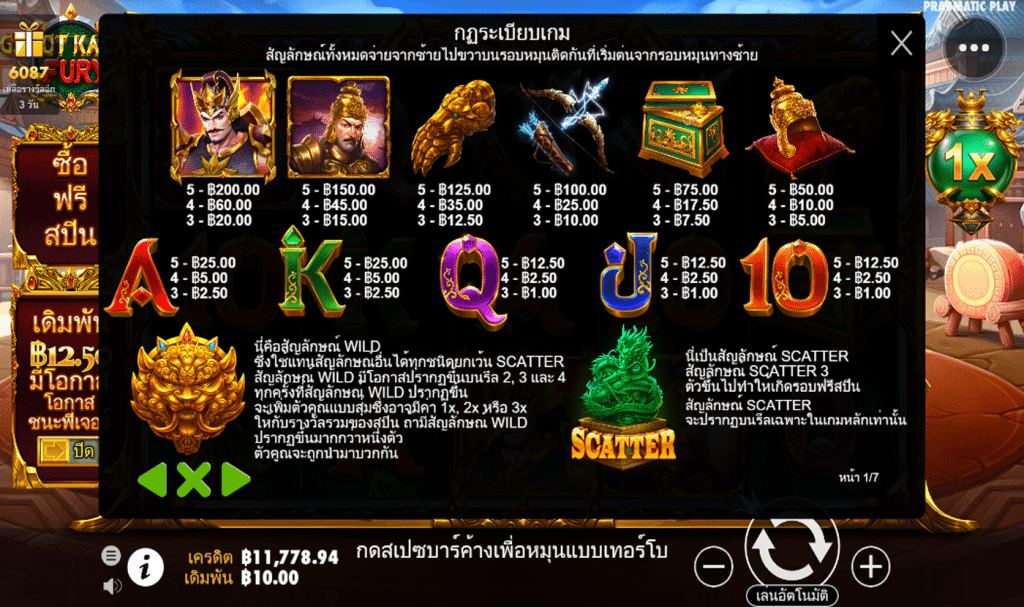 ตารางรางวัล เกมรีวิว GATOT KAGA S FURY ค่ายPP