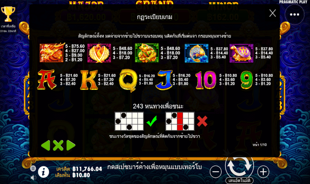 ตารางรางวัล เกม 5 LIONS GOLD ค่ายPP