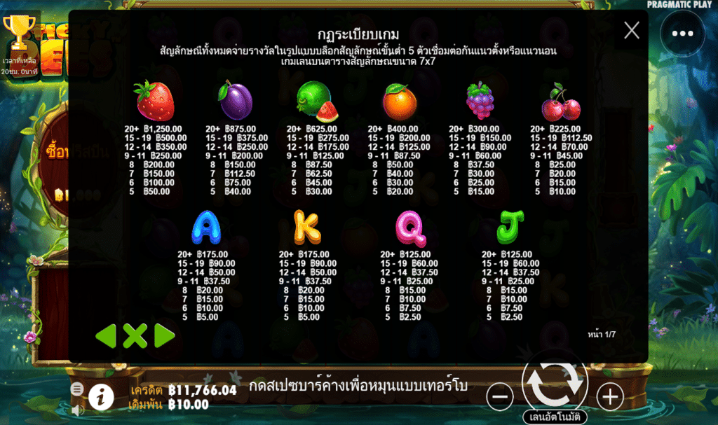 ตารางรางวัล เกม STICKY BEES ค่ายPP