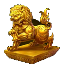 สัญลักษณ์พิเศษ รูปปั้นสิงโตทองคำ เกมGATES OF GATOT KAKA ค่ายPP