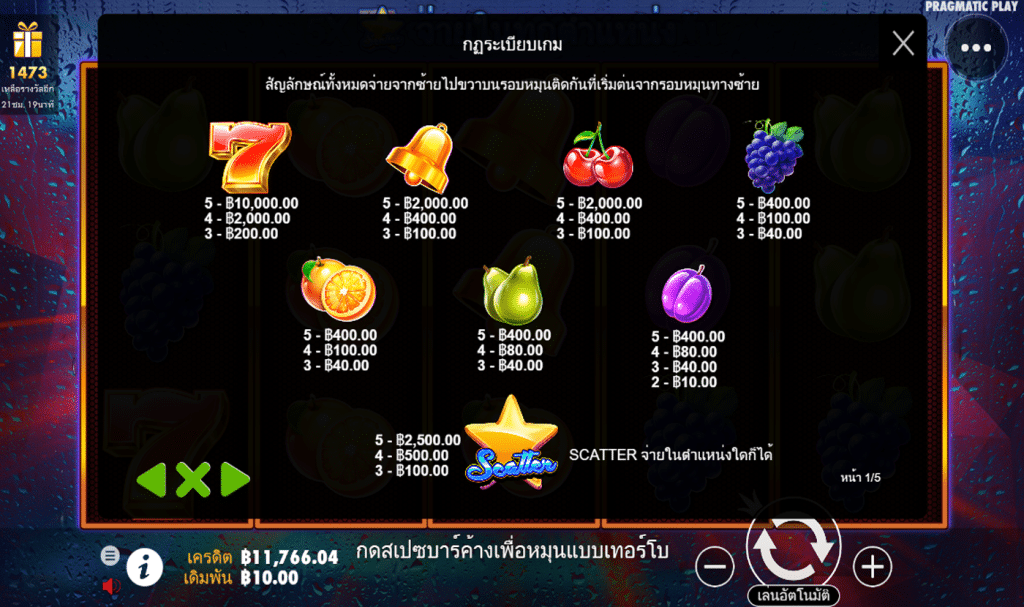 ตารางรางวัล เกมSUPER 7S ค่ายPP