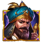 สัญลักษณ์ชายใส่ผ้าคลุมหัวสีฟ้า เกม GOLD OASIS ค่าย PRAGMATIC PLAY