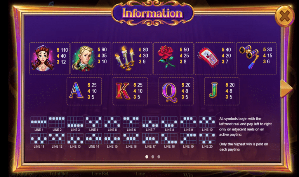 ตารางสัญลักษณ์ เกม OPERA NIGHT ค่าย SPINIX SLOT