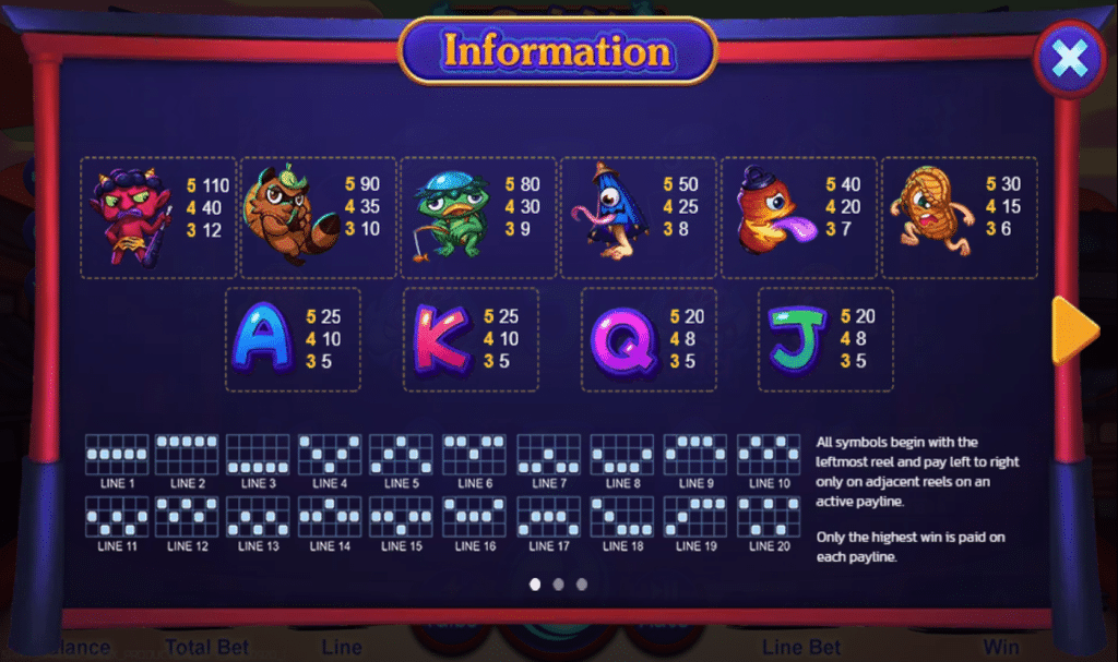 ตารางสัญลักษณ์ เกม SPIRIT SPREAD ค่าย SPINIX SLOT