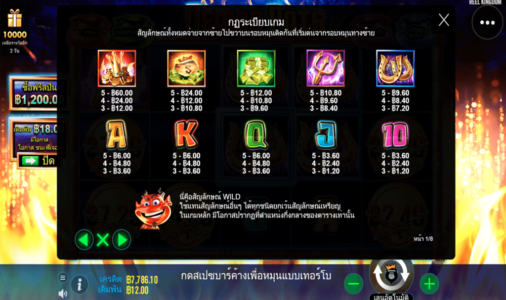 ตารางสัญลักษณ์ เกม DEMON POTS ค่าย PRAGMATIC PLAY