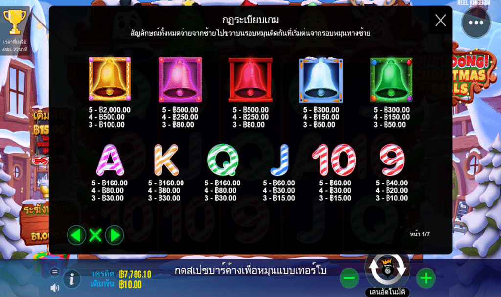 ตารางสัญลักษณ์ เกม DING DONG CHRISTMAS BELLS ค่าย PRAGMATIC PLAY