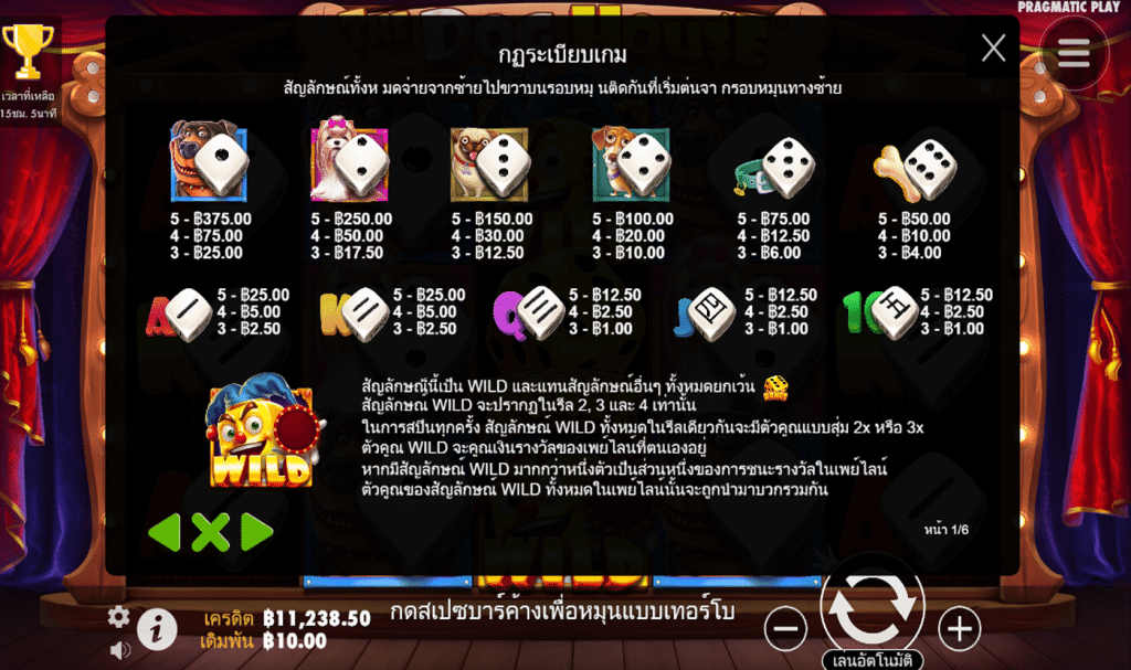 สัญลักษณ์ เกม THE DOG HOUSE DICE SHOW ค่าย PRAGMATIC PLAY
