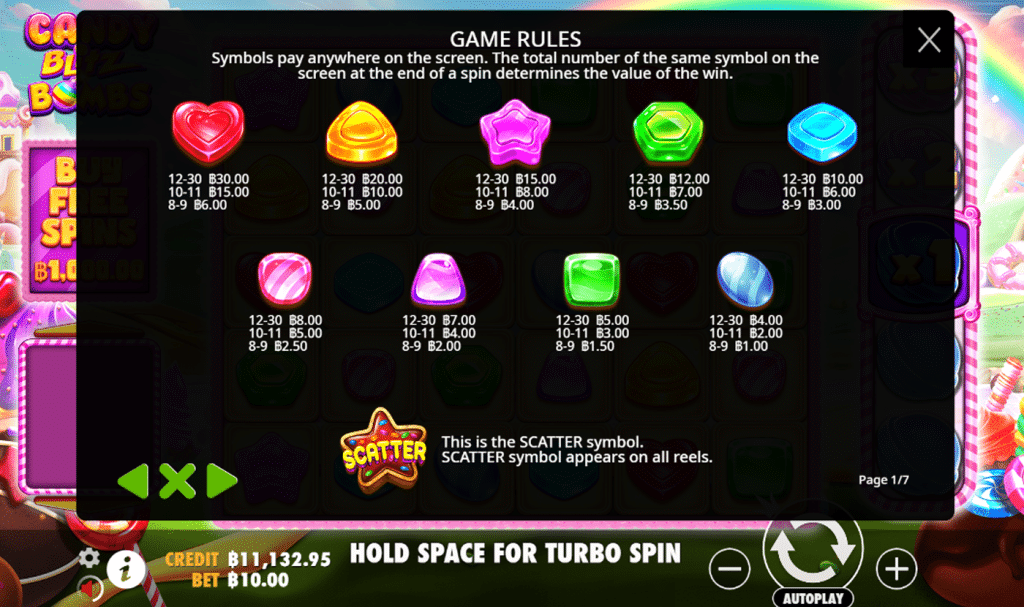 สัญลักษณ์ เกม CANDY BLITZ BOMBS ค่าย PRAGMATIC PLAY