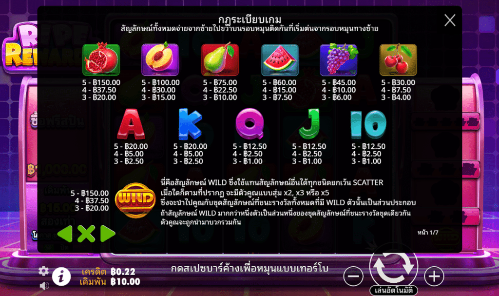 สัญลักษณ์ เกม RIPE REWARDS ค่าย PRAGMATIC PLAY