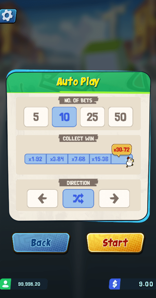 ตารางการเดิมพัน เกม CHICKEN RUN ค่าย PG SLOT