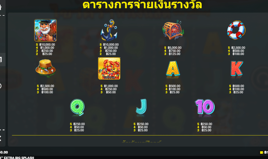 สัญลักษณ์ เกม CRABBIN FOR CASH EXTRA BIG SPLASH ค่าย BLUEPRINT GAMING