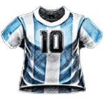 สัญลักษณ์พิเศษ เสื้อบอลสีขาวฟ้า เกม D10S MARADONA ค่าย BLUEPRINT GAMING