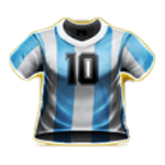 สัญลักษณ์พิเศษ เสื้อบอลสีขาวฟ้า เกม MARADONA EL BIPE DE ORO ค่าย BLUEPRINT GAMING