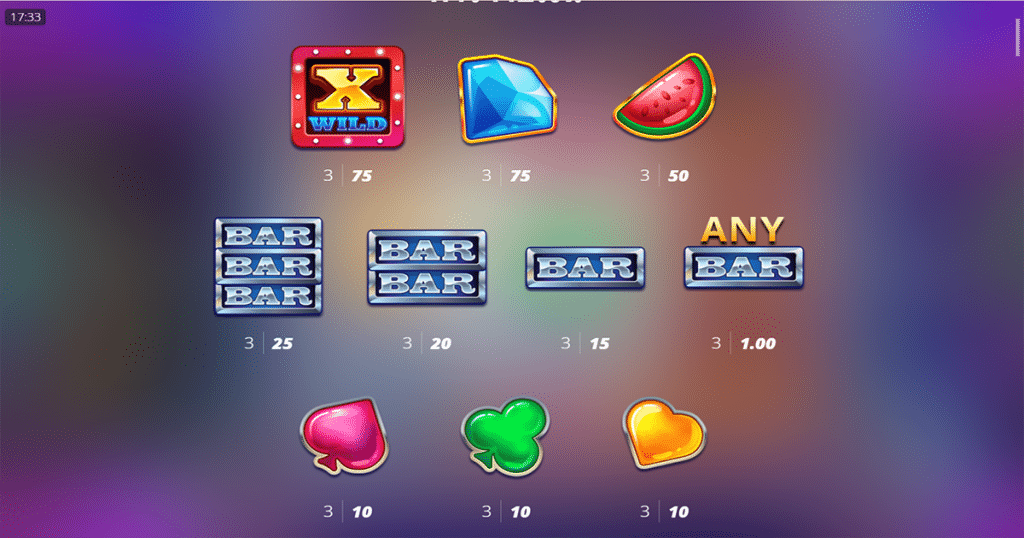 ตารางการเดิมพัน เกม STARSTRUCKDX1 ค่าย NOLIMIT CITY