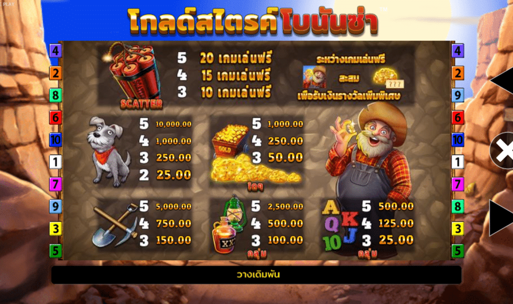 สัญลักษณ์ เกม GOLD STRIKE BONANZA FORTUNE PLAY ค่าย BLUEPRINT GAMING