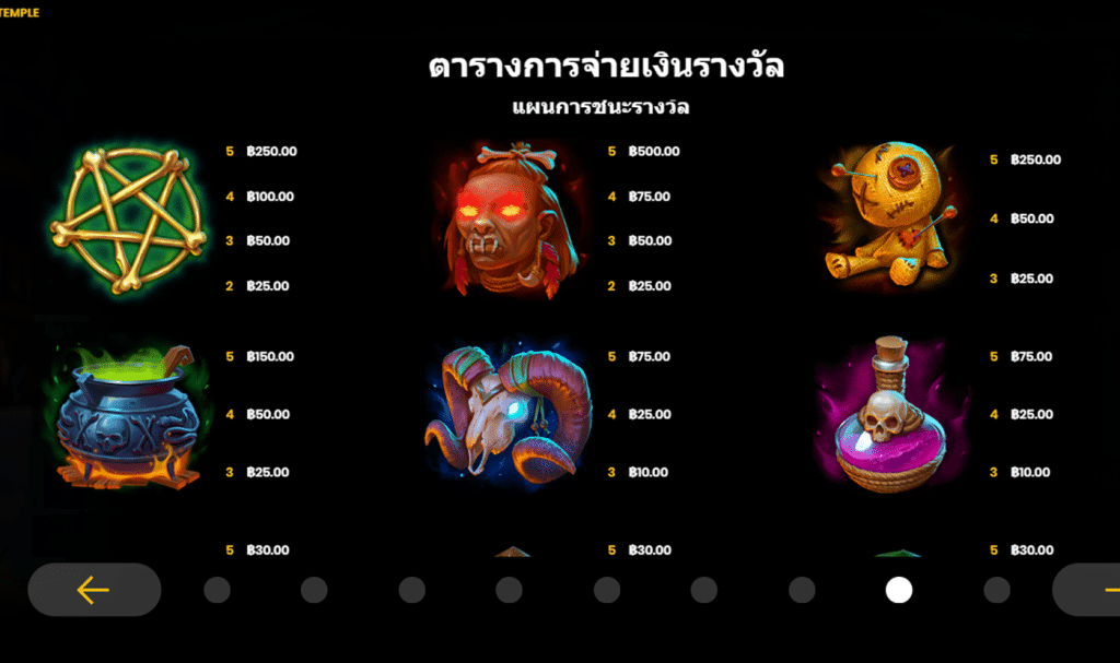 สัญลักษณ์ เกม VOODOO TEMPLE ค่าย BLUEPRINT GAMING
