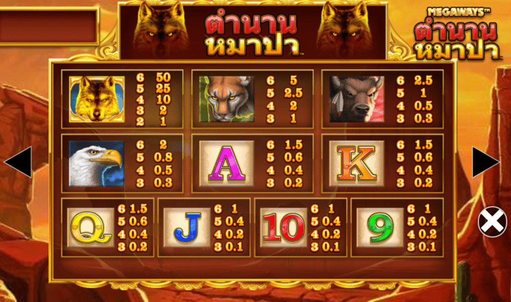 สัญลักษณ์ เกม WOLF LEGEND MEGAWAYS ค่าย BLUEPRINT GAMING