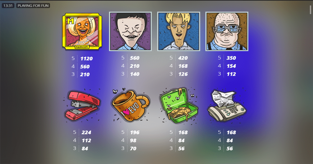 ตารางการเดิมพัน เกม NINE TO FIVE ค่าย NOLIMIT SLOT