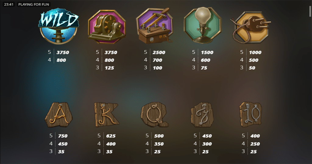 ตารางการเดิมพัน เกม TESLA JOLT ค่าย NOLIMIT CITY