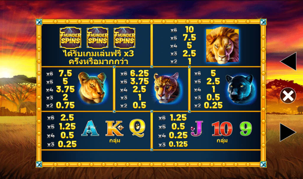 สัญลักษณ์เกม LION THUNDER ค่าย BLUEPRINT GAMING