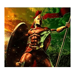 สัญลักษณ์พิเศษ นักรบถือธง เกม FORTUNES OF SPARTA ค่าย BLUEPRINT GAMING
