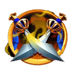 สัญลักษณ์พิเศษ มีดไขว้ เกม GENIE JACKPOTS WISHMAKER ค่าย BLUEPRINT GAMING