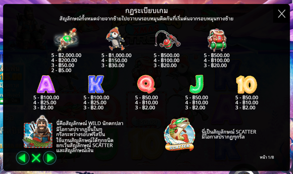 สัญลักษณ์ เกม BIG BASS XMAS XTREME ค่าย PRAGMATIC PLAY