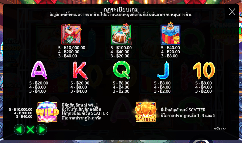 สัญลักษณ์ เกม PENGUINS CHRISTMAS PARTY TIME ค่าย PRAGMATIC PLAY