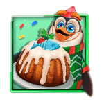 สัญลักษณ์พิเศษ แพนกวิ้นถือเค้ก เกม PENGUINS CHRISTMAS PARTY TIME ค่าย PRAGMATIC PLAY