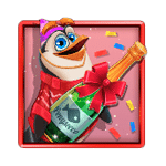 สัญลักษณ์พิเศษ แพนกวิ้นถือแชมเปญ เกม PENGUINS CHRISTMAS PARTY TIME ค่าย PRAGMATIC PLAY