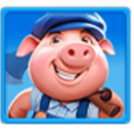 สัญลักษณ์พิเศษ ลูกหมูพื้นหลังสีน้ำเงิน เกม THE PIG HOUSE ค่าย JILI SLOT