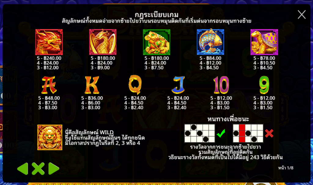 สัญลักษณ์เกม 5 LIONS REBORN ค่าย PRAGMATIC PLAY