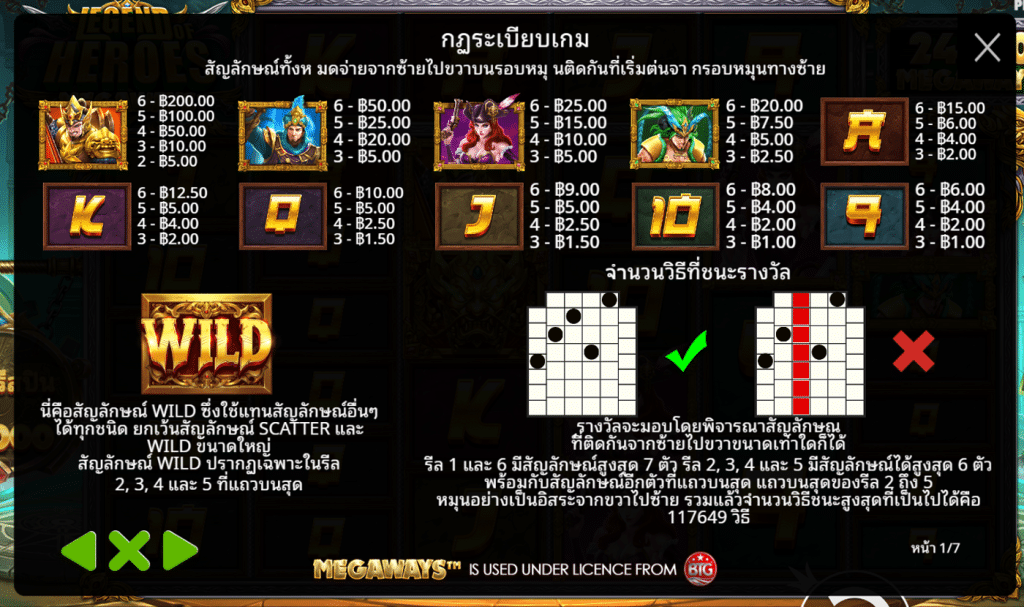 สัญลักษณ์เกม LEGEND OF HEROES MEGAWAYS ค่าย PRAGMATIC PLAY