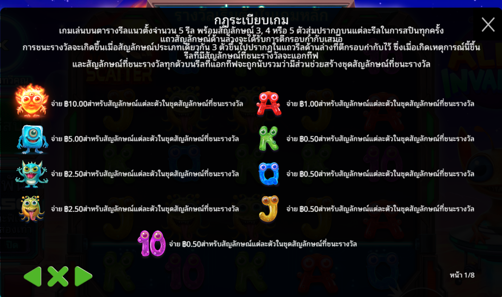 สัญลักษณ์เกม ALIEN INVADERS ค่าย PRAGMATIC PLAY