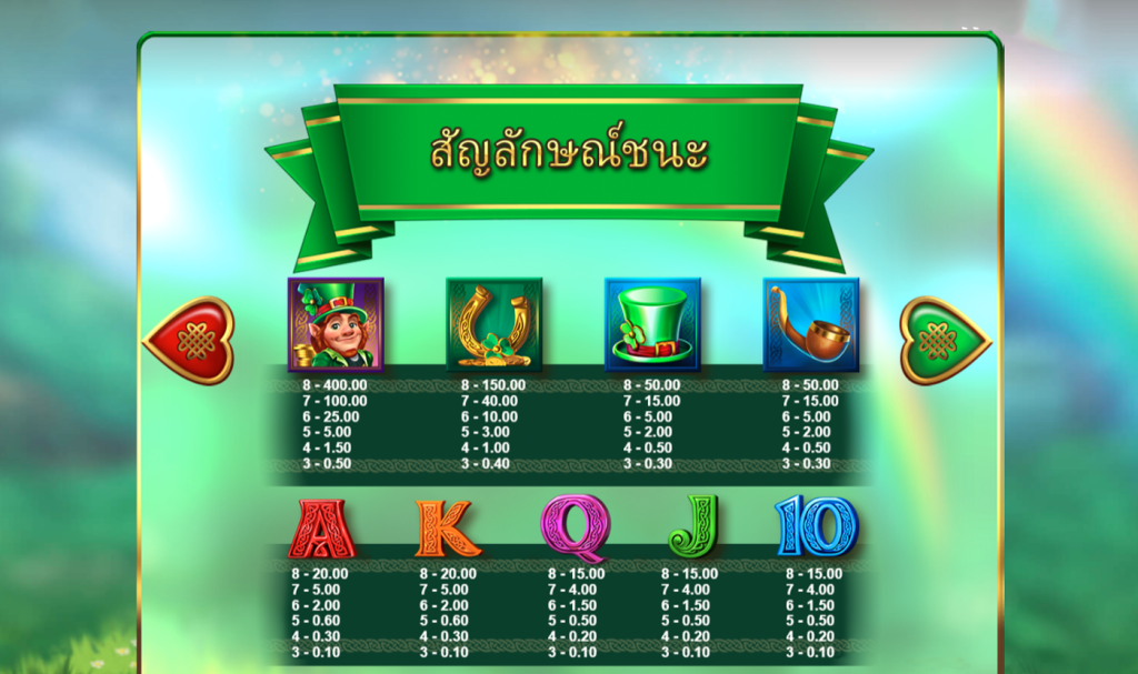 สัญลักษณ์LEPRECHAUNS MAGIC POWER REELS ค่าย RED TIGER