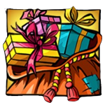 ห่อของขวัญที่ผูกด้วยริบบิ้น เกม SANTA VS RUDOLPH ค่าย NETENT SLOT